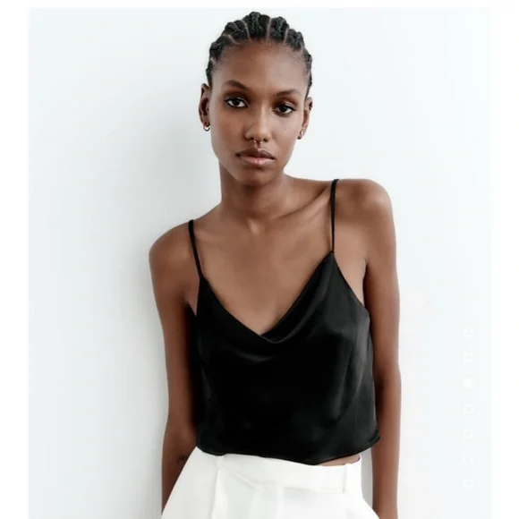 Zara | Tops | Zara Satin Crop Shirt | Poshmark